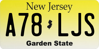 NJ license plate A78LJS
