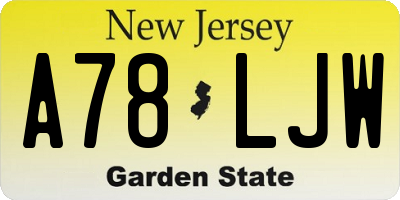 NJ license plate A78LJW