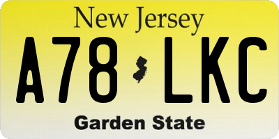 NJ license plate A78LKC