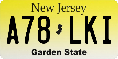 NJ license plate A78LKI