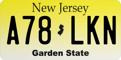 NJ license plate A78LKN