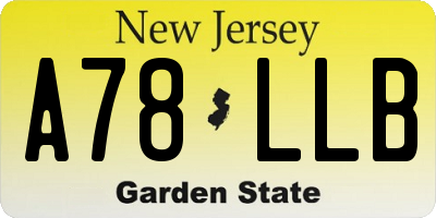 NJ license plate A78LLB