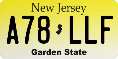 NJ license plate A78LLF