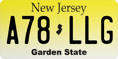 NJ license plate A78LLG