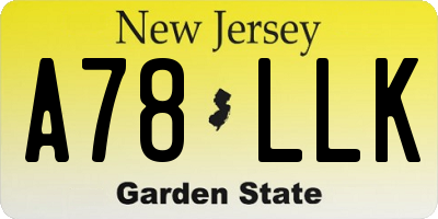 NJ license plate A78LLK