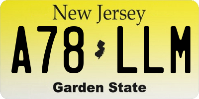 NJ license plate A78LLM