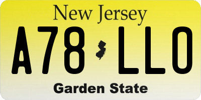 NJ license plate A78LLO
