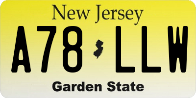 NJ license plate A78LLW