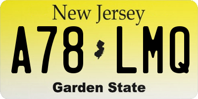 NJ license plate A78LMQ