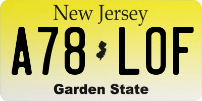 NJ license plate A78LOF