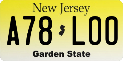 NJ license plate A78LOO