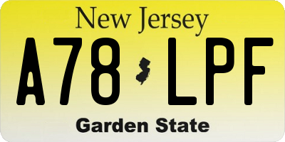 NJ license plate A78LPF