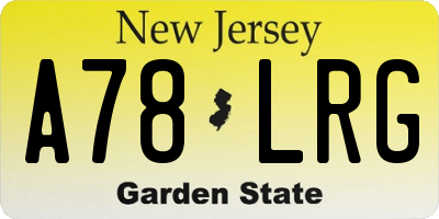 NJ license plate A78LRG