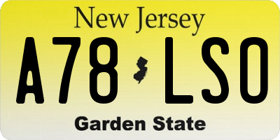NJ license plate A78LSO