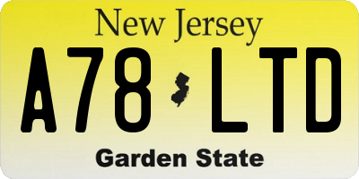 NJ license plate A78LTD