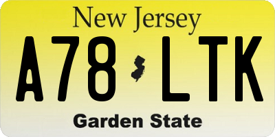 NJ license plate A78LTK