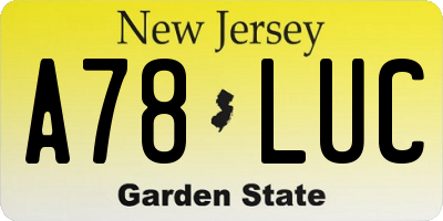 NJ license plate A78LUC