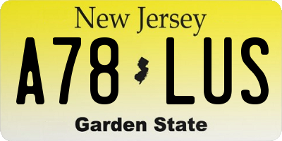 NJ license plate A78LUS