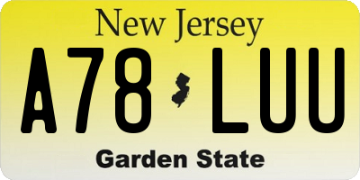 NJ license plate A78LUU