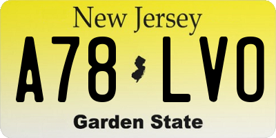 NJ license plate A78LVO