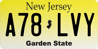 NJ license plate A78LVY