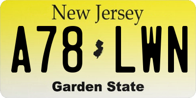 NJ license plate A78LWN