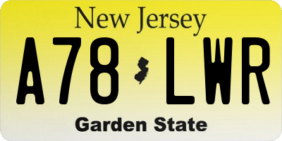 NJ license plate A78LWR