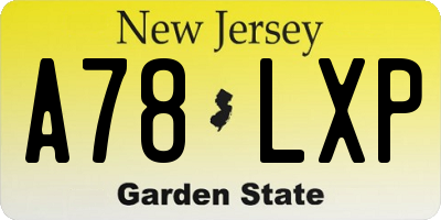 NJ license plate A78LXP