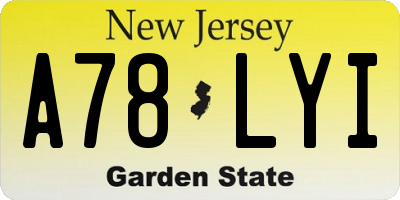 NJ license plate A78LYI