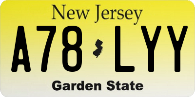 NJ license plate A78LYY