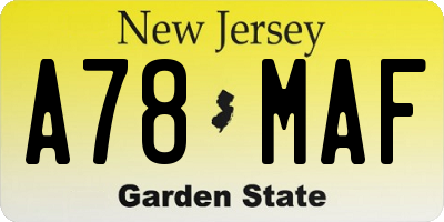 NJ license plate A78MAF