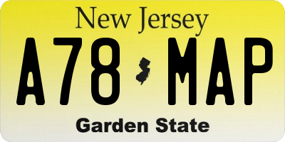 NJ license plate A78MAP