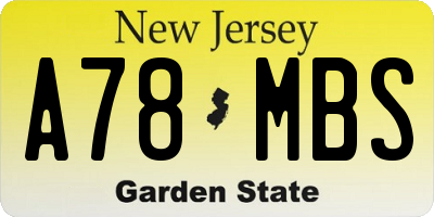NJ license plate A78MBS
