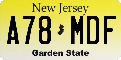 NJ license plate A78MDF