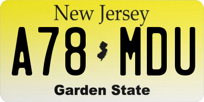 NJ license plate A78MDU