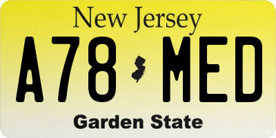 NJ license plate A78MED