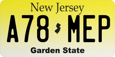 NJ license plate A78MEP