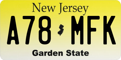 NJ license plate A78MFK
