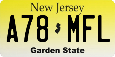 NJ license plate A78MFL