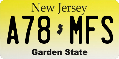 NJ license plate A78MFS