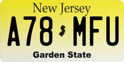 NJ license plate A78MFU