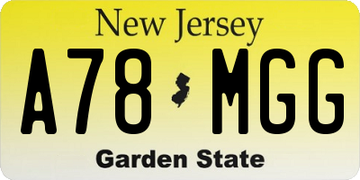 NJ license plate A78MGG