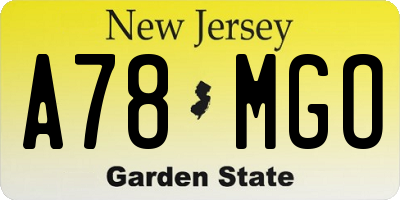 NJ license plate A78MGO