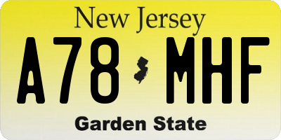NJ license plate A78MHF