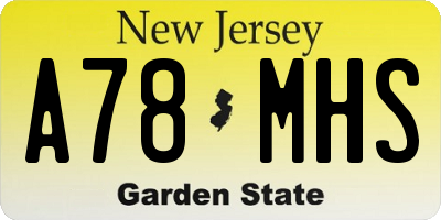NJ license plate A78MHS