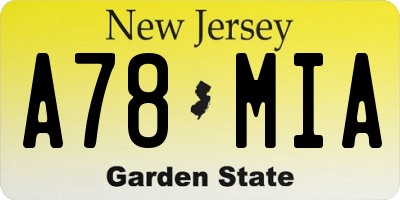 NJ license plate A78MIA