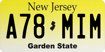 NJ license plate A78MIM