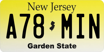 NJ license plate A78MIN