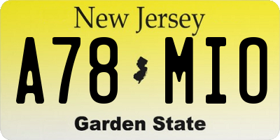 NJ license plate A78MIO