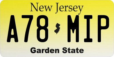 NJ license plate A78MIP